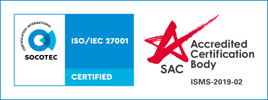Heysara SOCOTEC Certification Mark ISO IEC 27001 SAC CMYK SG